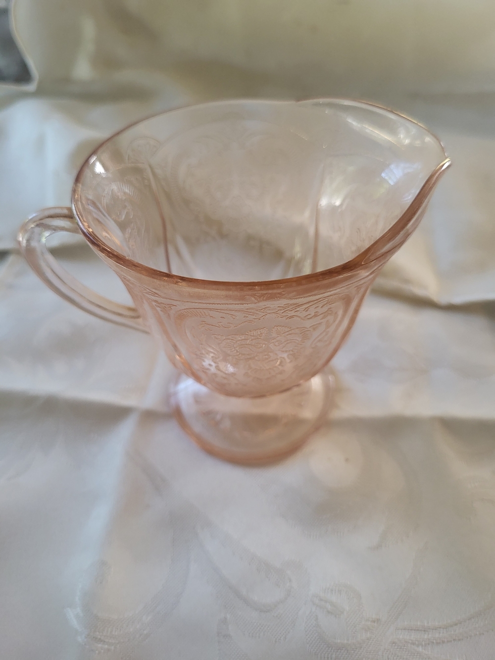 Pink Hazel Atlas "Royal Lace" Depression Era Glass Creamer circa 1930's